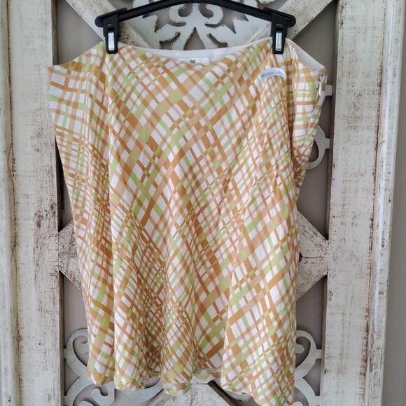 bp Nordstrom Women's Plus 1X Plaid Mini Skirt in Gold Lime Green - Picture 3 of 6